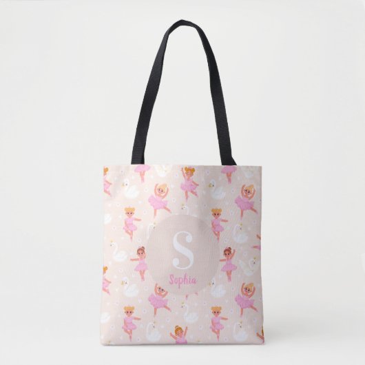 Tote Bag Filles mignonne rose Ballerina Motif personnalisé (Devant)