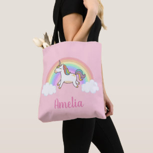 Tote Bag Filles mignonne rose Unicorne arc-en-ciel personna