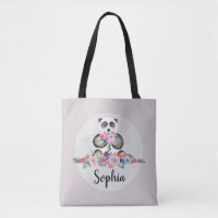 Filles mignonnes Aquarelle Fleurs Panda Ours Enfan