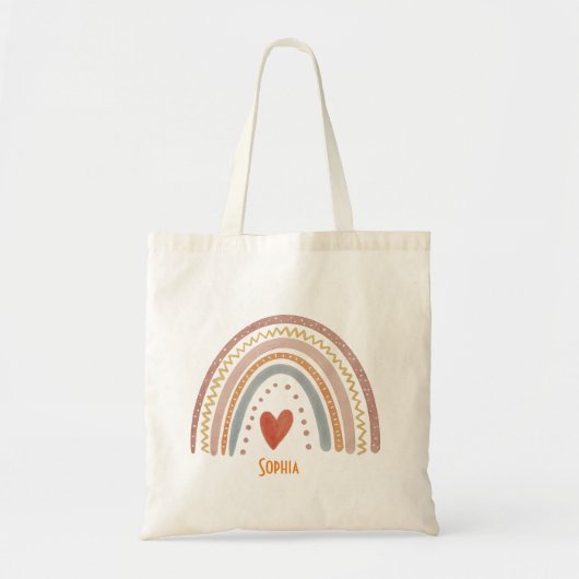 Tote Bag Filles mignonnes Boho Aquarelle Arc en ciel Enfant (Devant)