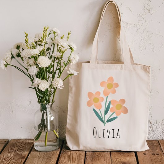 Tote Bag Filles mignonnes et élégantes Fleurs roses