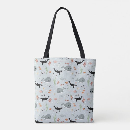 Tote Bag Filles mignonnes et Whimsical Ocean Whale (Dos)
