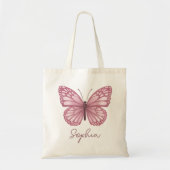 Tote Bag Filles mignonnes Papillon rose Whimsical enfants (Devant)