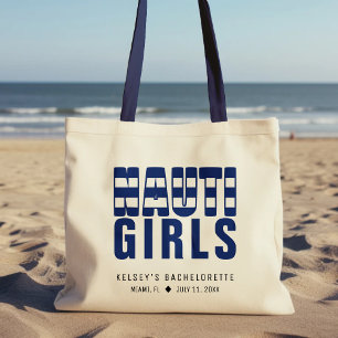 Tote Bag Filles Nauti Fête de Bachelorette Rayée Nautique