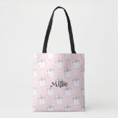 Tote Bag Filles Nom Cute Chat Rose Motif School (Devant)