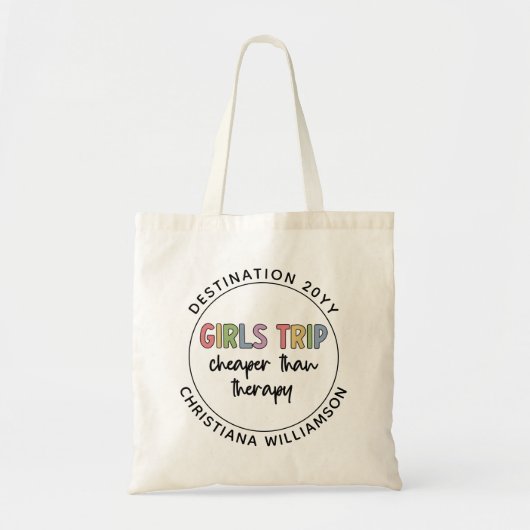 Tote Bag Filles Personnalisées Voyage moins cher que Thérap (Devant)