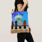 Tote Bag filles voyage bleu plage vacances d'été personnali (De près)