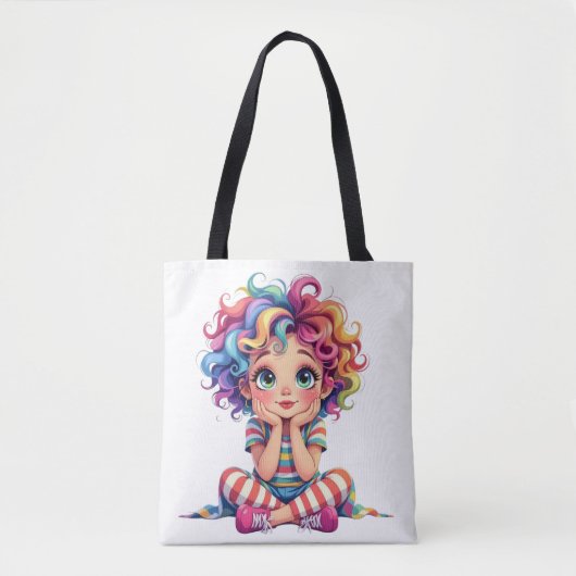 Tote Bag Fillette espiègle aux cheveux multic Découvrez cet (Devant)