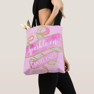 Tote Bag Fillette rose doré paillettes scintillent sur, ché