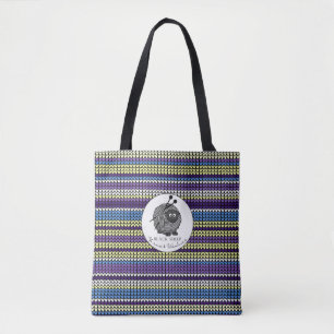 Tote Bag Fils de mouton noir & Knit de bois Imprimer Fourre