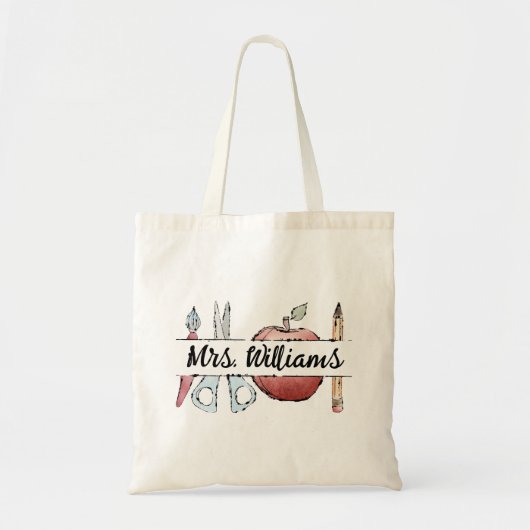 Tote Bag Fin d'année Appréciation de l'enseignant pomme Doo (Devant)