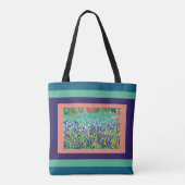 Tote Bag Fiole de bleuets, violet, saumon, aqua; nom w (Dos)