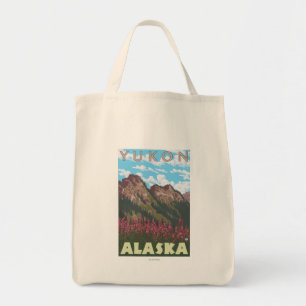 Tote Bag Fireweed et montagnes - le Yukon, Alaska