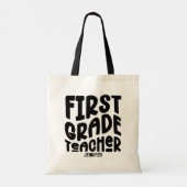 Tote Bag First Grade Teacher Black Typography Design (Dos)