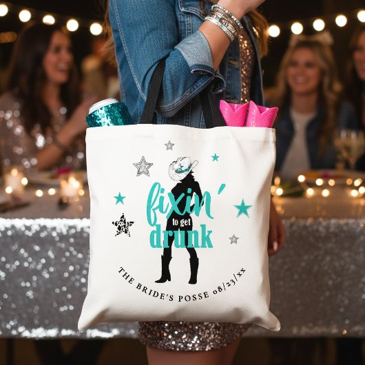Tote Bag Fixin' The Posse Disco Bachelorette Turquoise ID92