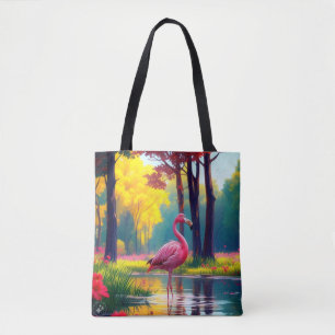 Tote Bag Flamant debout dans le lac-36547