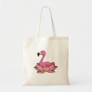 Tote Bag Flamant rose à fleur de Lotus
