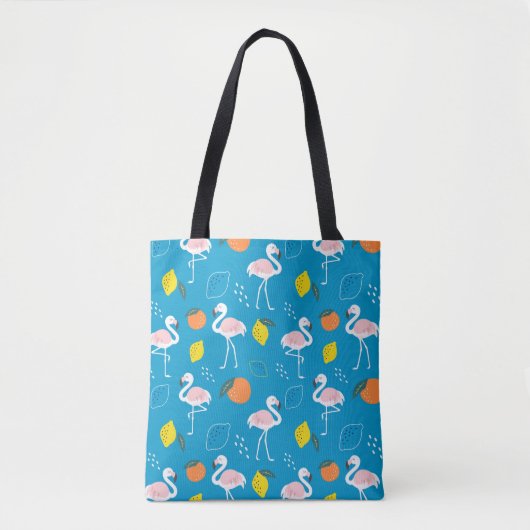 Tote Bag Flamant rose à thème tropical Fruits sur Arrière - (Devant)
