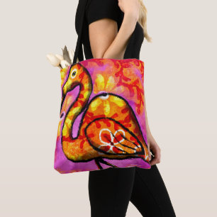 Tote Bag Flamant rose Abstrait Whimsical rose Orange Floral