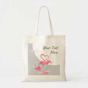 Tote Bag Flamant rose Amour Grande Lune Budget Texte fourre