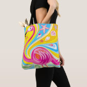 Tote Bag Flamant rose avec étoile de mer (De près)