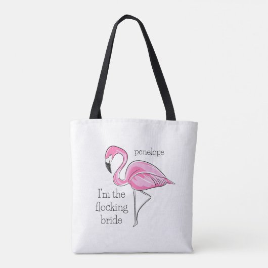 Tote Bag Flamant rose Bachelorette Je suis le Flocking Nom (Dos)