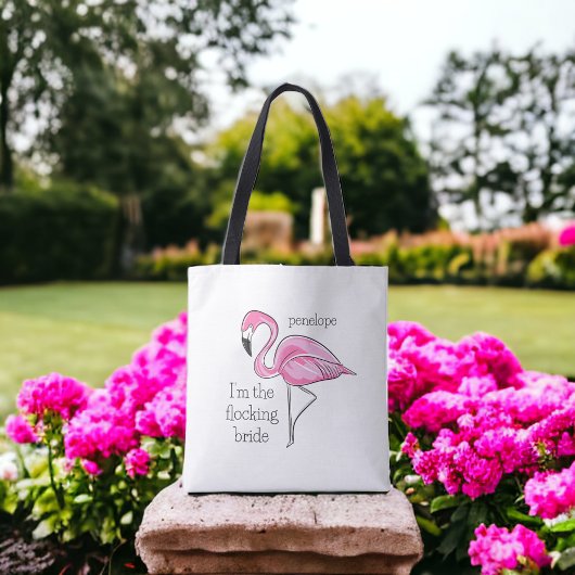 Tote Bag Flamant rose Bachelorette Je suis le Flocking Nom
