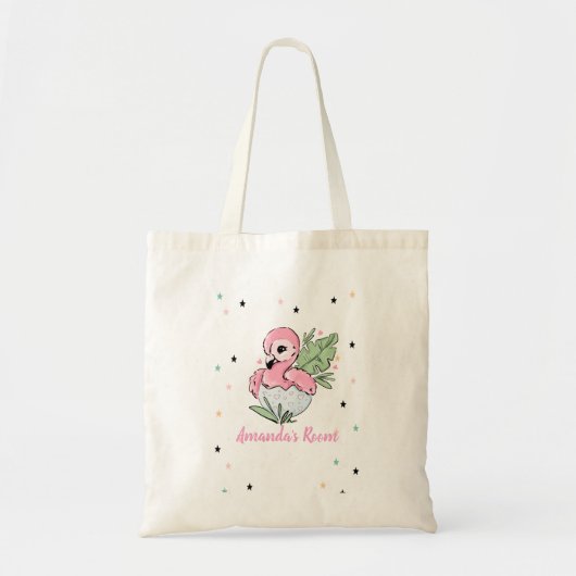 Tote Bag Flamant rose bébé chic, Étoiles, Princesse (Devant)