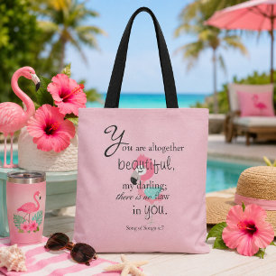 Tote Bag Flamant Rose Biblique Joli
