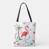 Tote Bag Flamant rose de Noël rouge Baubles partout (Dos)