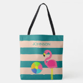 Tote Bag Flamant rose Déco Plage personnalisée Fourre-tout (Devant)