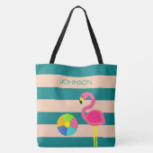 Tote Bag Flamant rose Déco Plage personnalisée Fourre-tout (Dos)