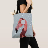 Tote Bag Flamant rose D'Hiver Whimsical Et Cosy Avec Écharp (De près)