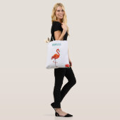Tote Bag Flamant rose et fleur d'hibiscus (Sur le modèle)