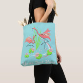 Tote Bag Flamant rose Fandango Duo Texte sur multi-dos (De près)