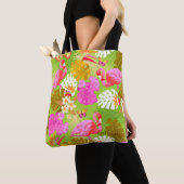 Tote Bag Flamant rose Jardin Vert clair (De près)