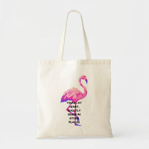 Tote Bag Flamant rose Jeune Au Coeur Drôle Dire Citation