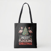 Tote Bag Flamant rose Joyeux Flockage Noël Funny Noël (Devant)