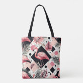 Tote Bag Flamant rose mignon géométrique (Dos)