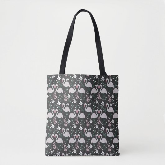 Tote Bag Flamant rose motif transparent blanc sur arrière - (Devant)