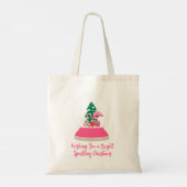 Tote Bag Flamant rose Noël Snowglobe Beach (Dos)