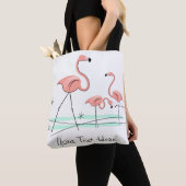 Tote Bag Flamant rose Ocean Trio 2 Texte partout sur fourre (De près)