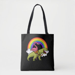 Tote Bag Flamant rose Oiseau équitation T-Rex Dinosaur arc-