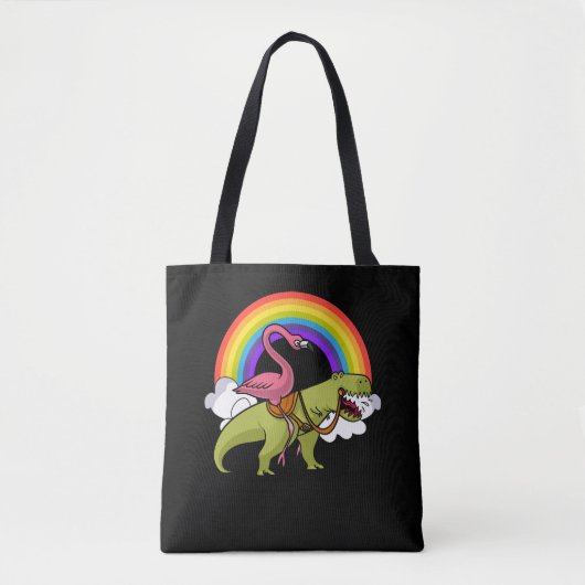 Tote Bag Flamant rose Oiseau équitation T-Rex Dinosaur arc- (Devant)