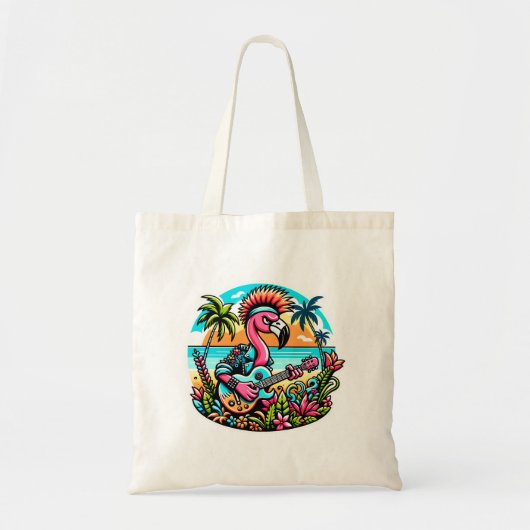 Tote Bag Flamant rose Rockstar dans Paradise Punk Vibes tro (Devant)