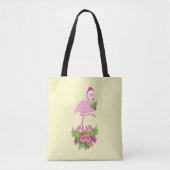 Tote Bag Flamant rose rose à Santa Hat Noël Whimsical (Devant)