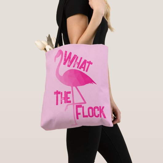 Tote Bag Flamant rose rose chaud géométrique ce que le trou (De près)