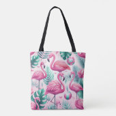 Tote Bag Flamant rose rose Conception tropicale (Dos)