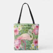 Tote Bag Flamant rose rose Fleurs tropicales Filles Week-en (Dos)
