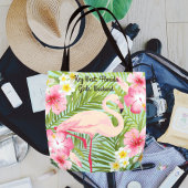 Tote Bag Flamant rose rose Fleurs tropicales Filles Week-en